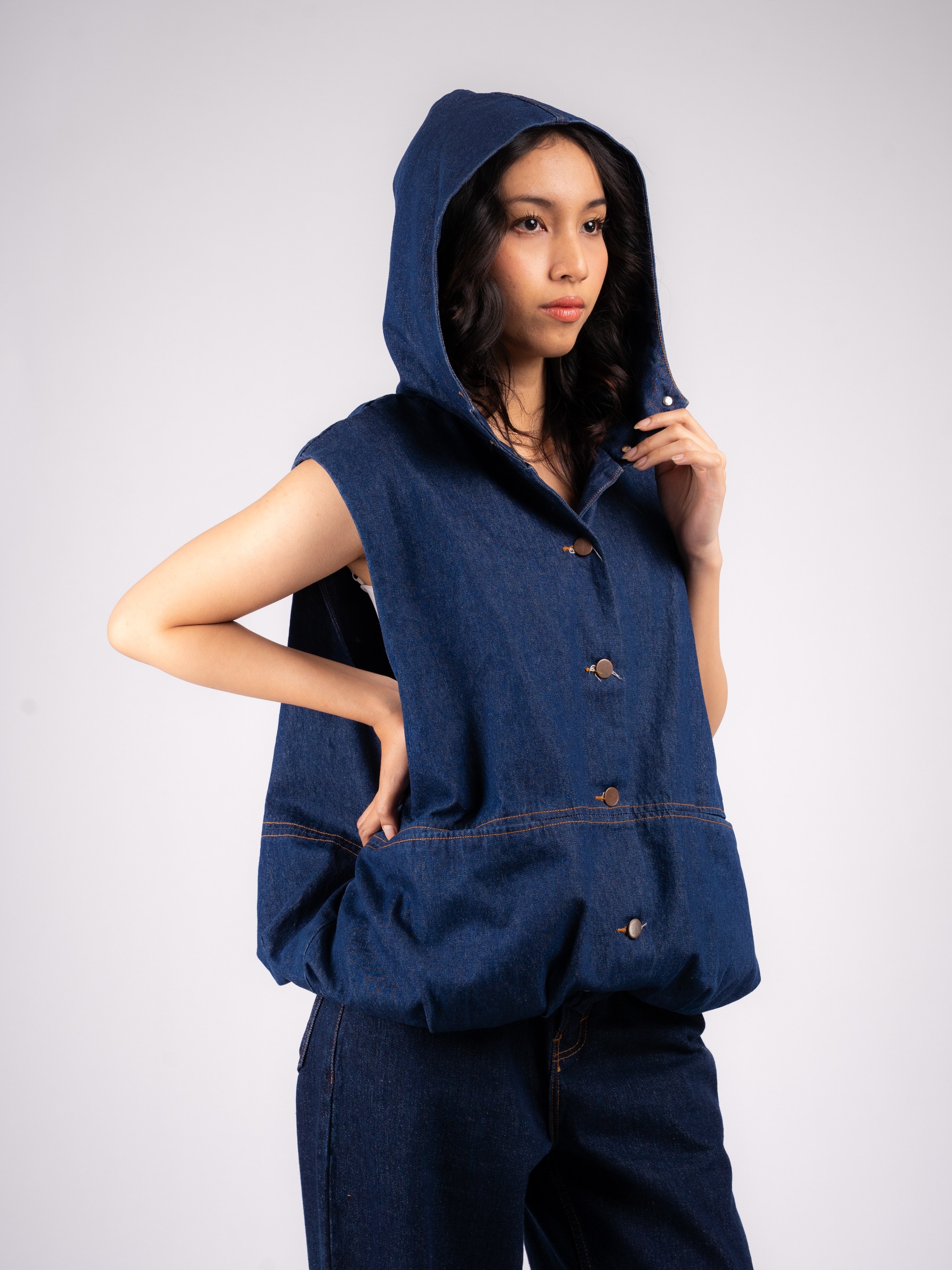 BENJI DENIM HOODIE VEST