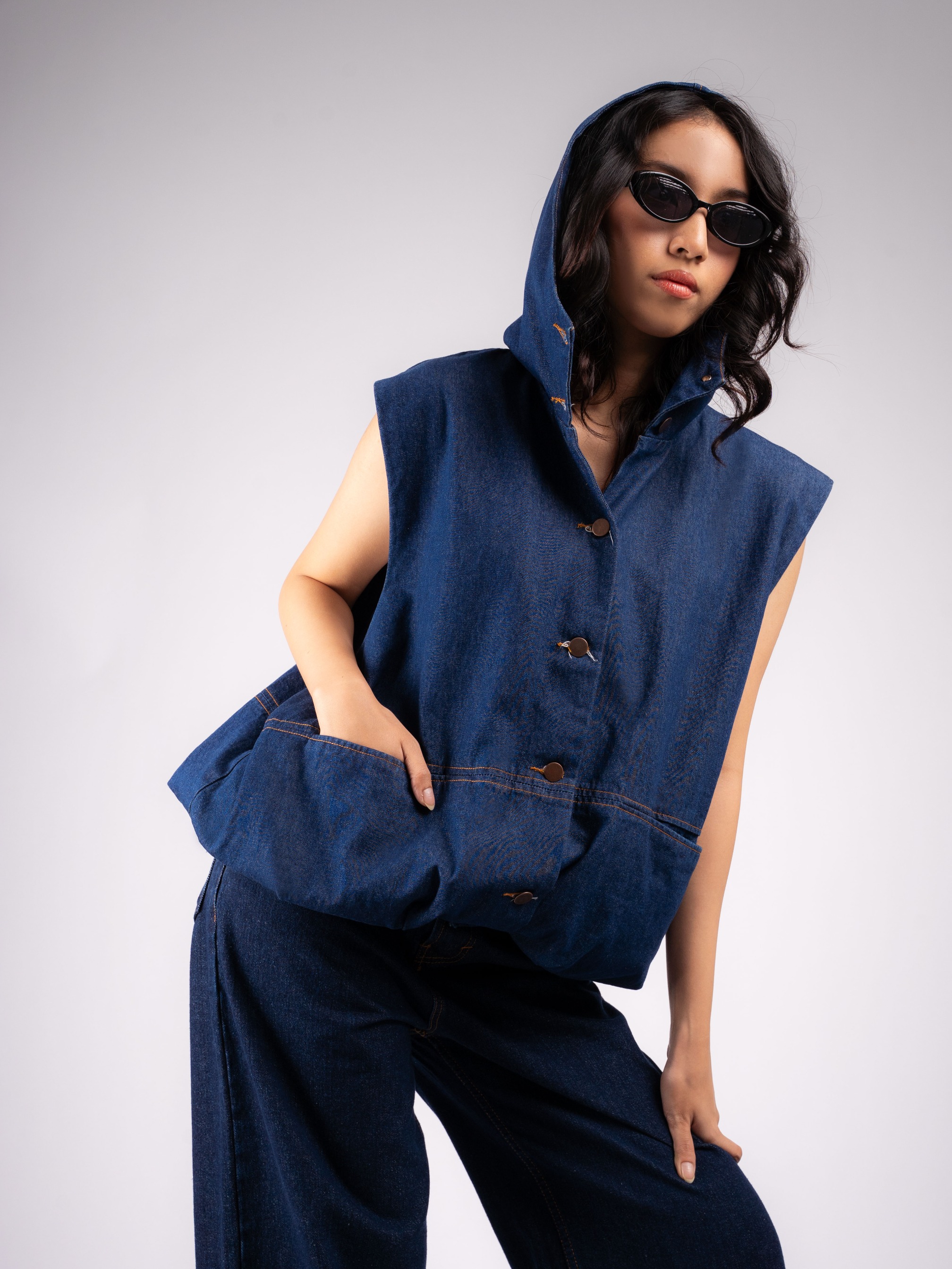 BENJI DENIM HOODIE VEST