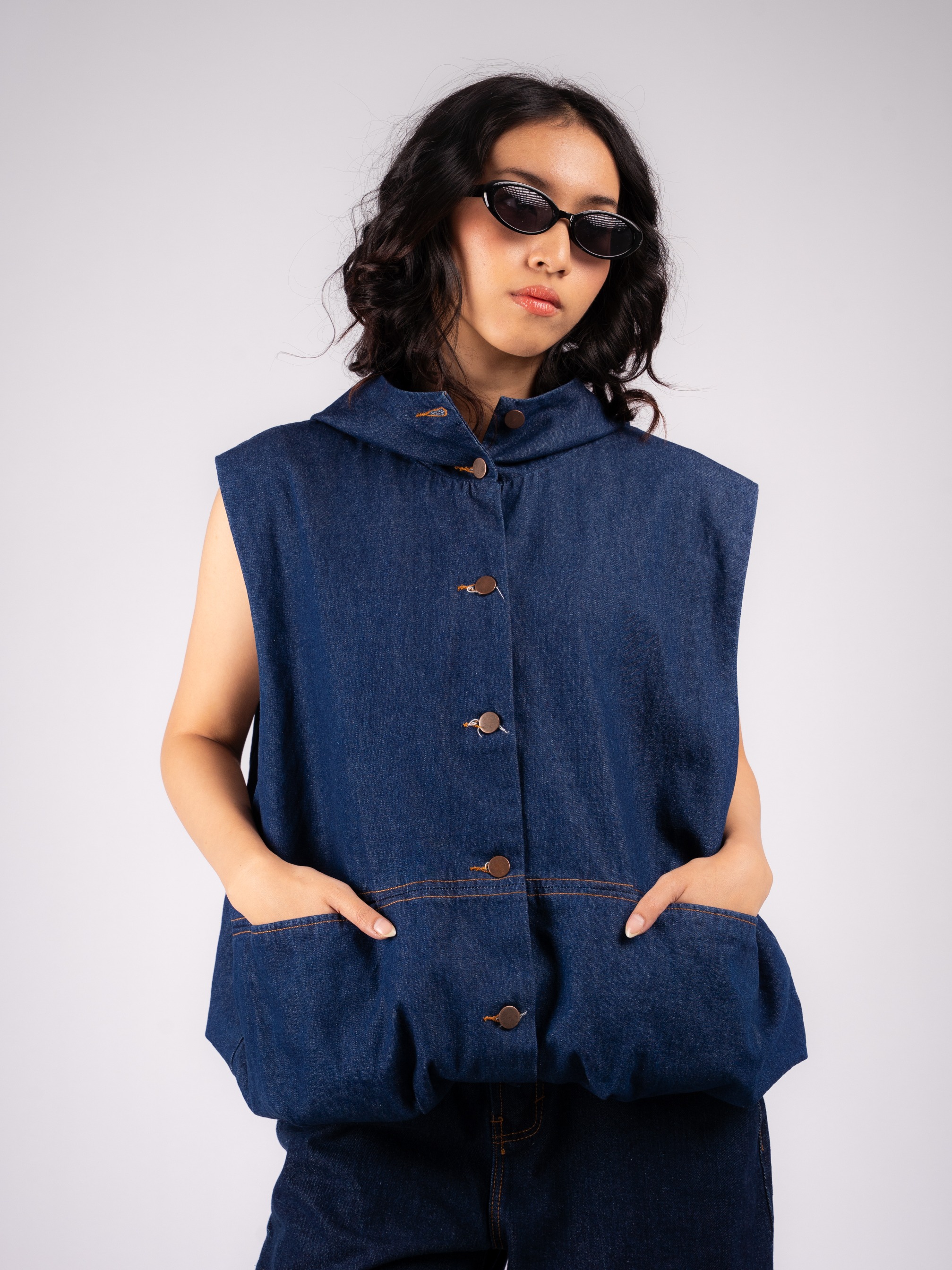 BENJI DENIM HOODIE VEST
