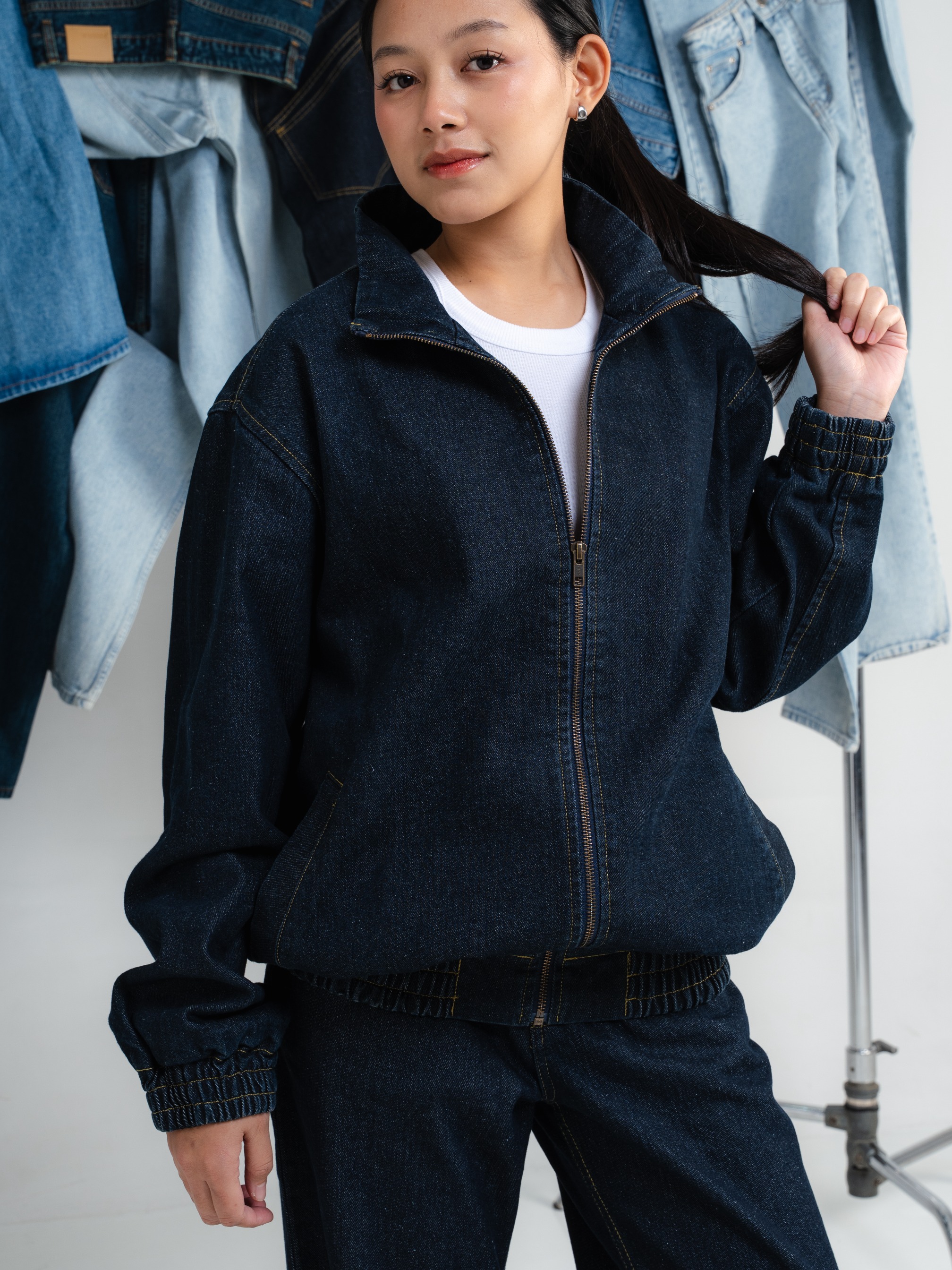 ZENNA DENIM TRACK JACKET