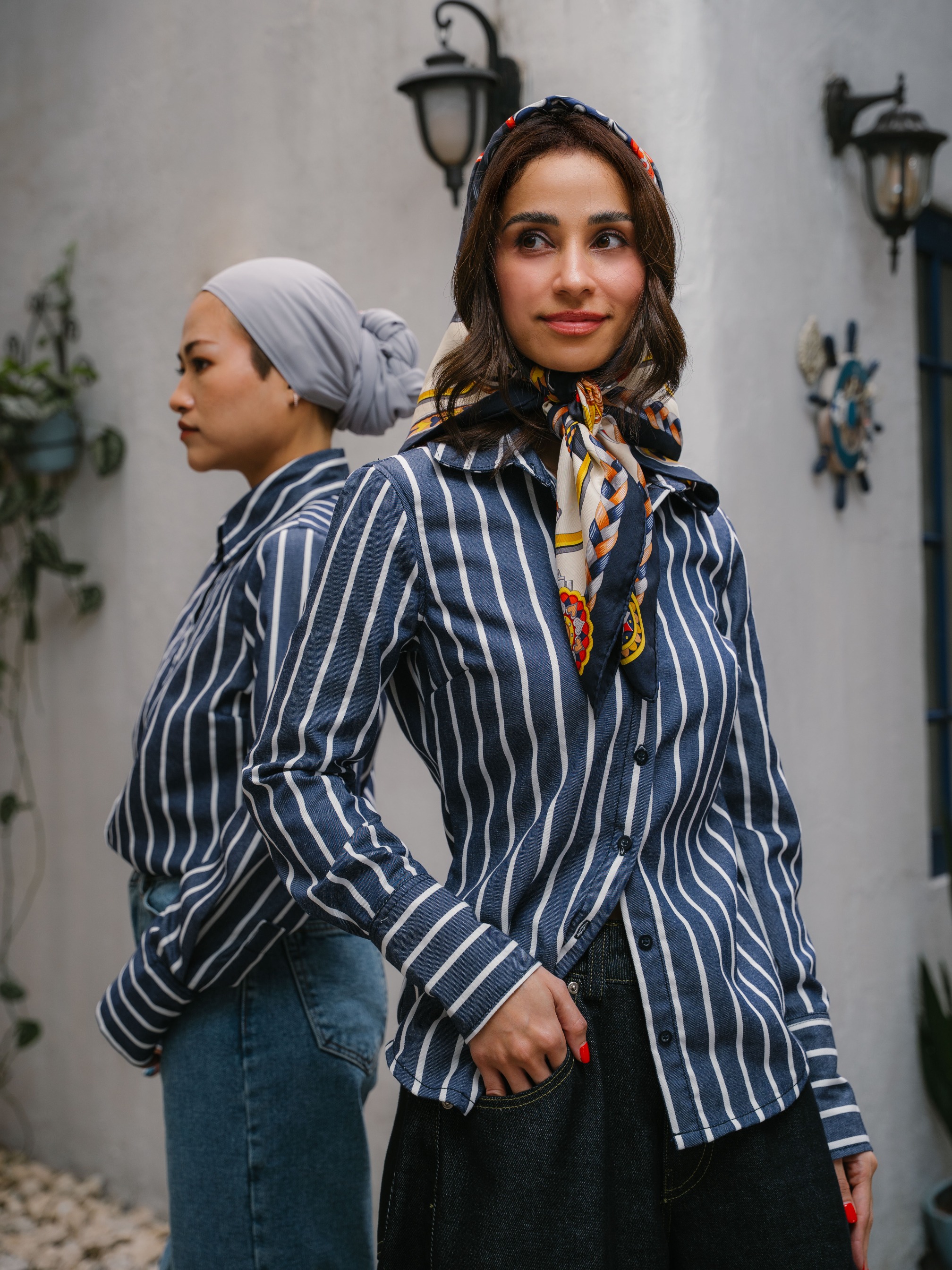 OLLA SLIM FIT SHIRT STRIPE DENIM