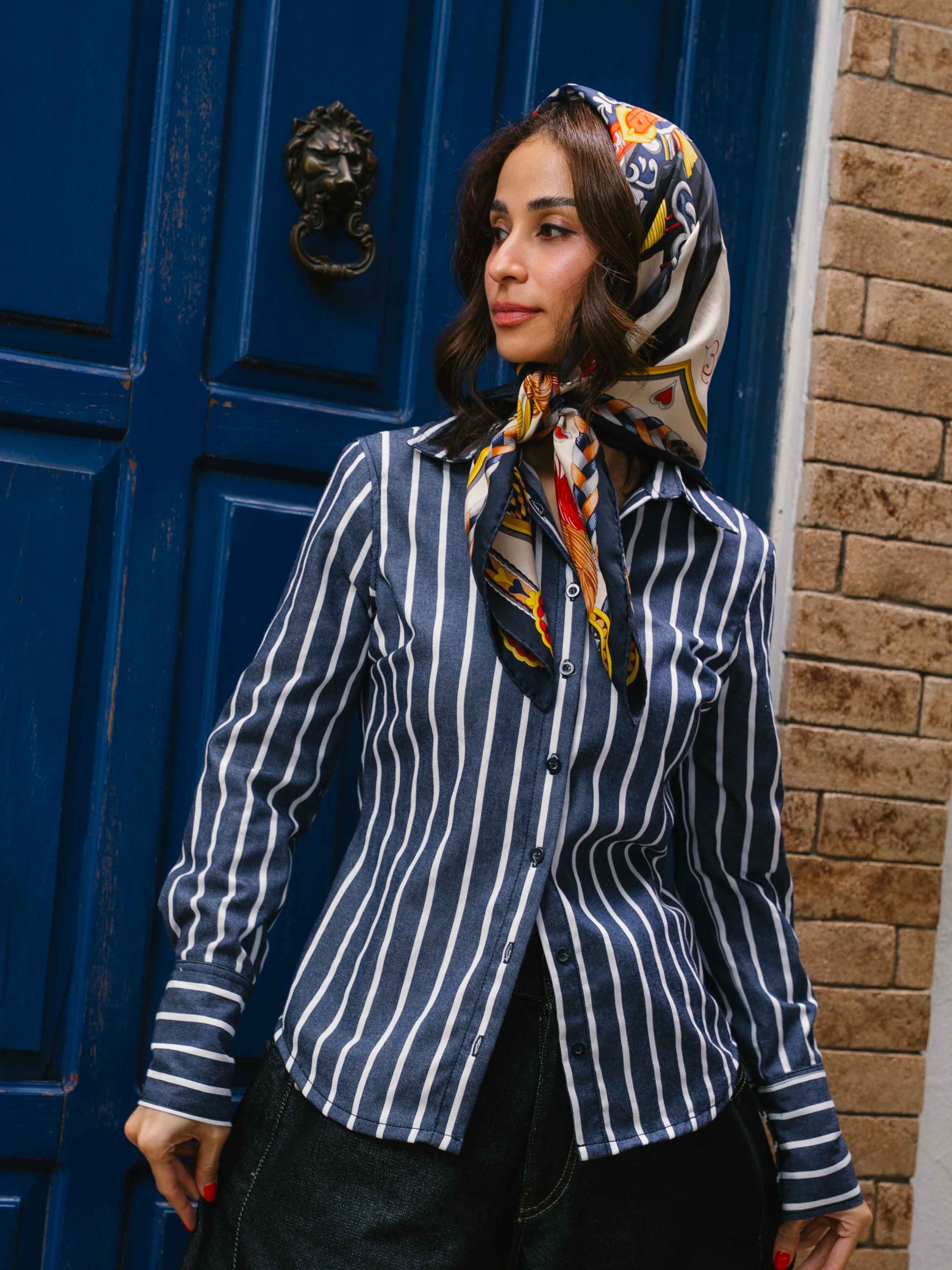 OLLA SLIM FIT SHIRT STRIPE DENIM