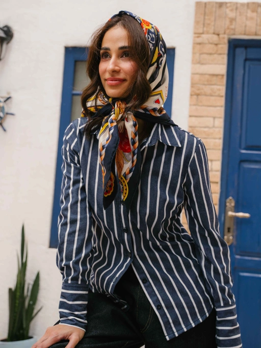 Image of OLLA SLIM FIT SHIRT STRIPE DENIM