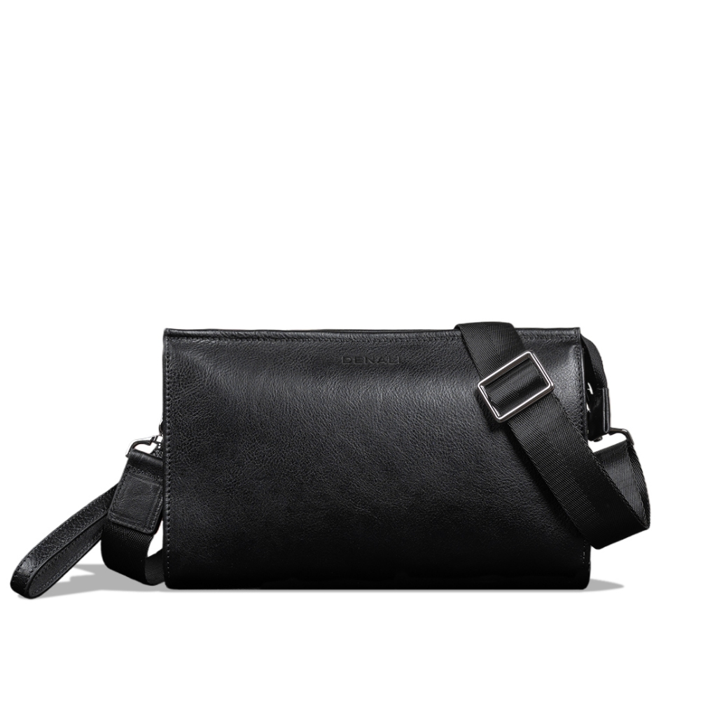 Denali Genuine Leather - Gravin Duo Leather Clutch Crossbody - Tas Selempang Pria 100% Kulit Sapi