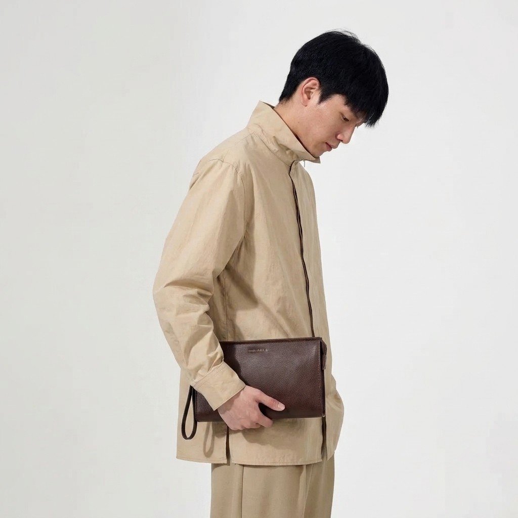 Denali Genuine Leather - Noema Duo Leather Clutch Crossbody - Tas Selempang Pria 100% Kulit Sapi