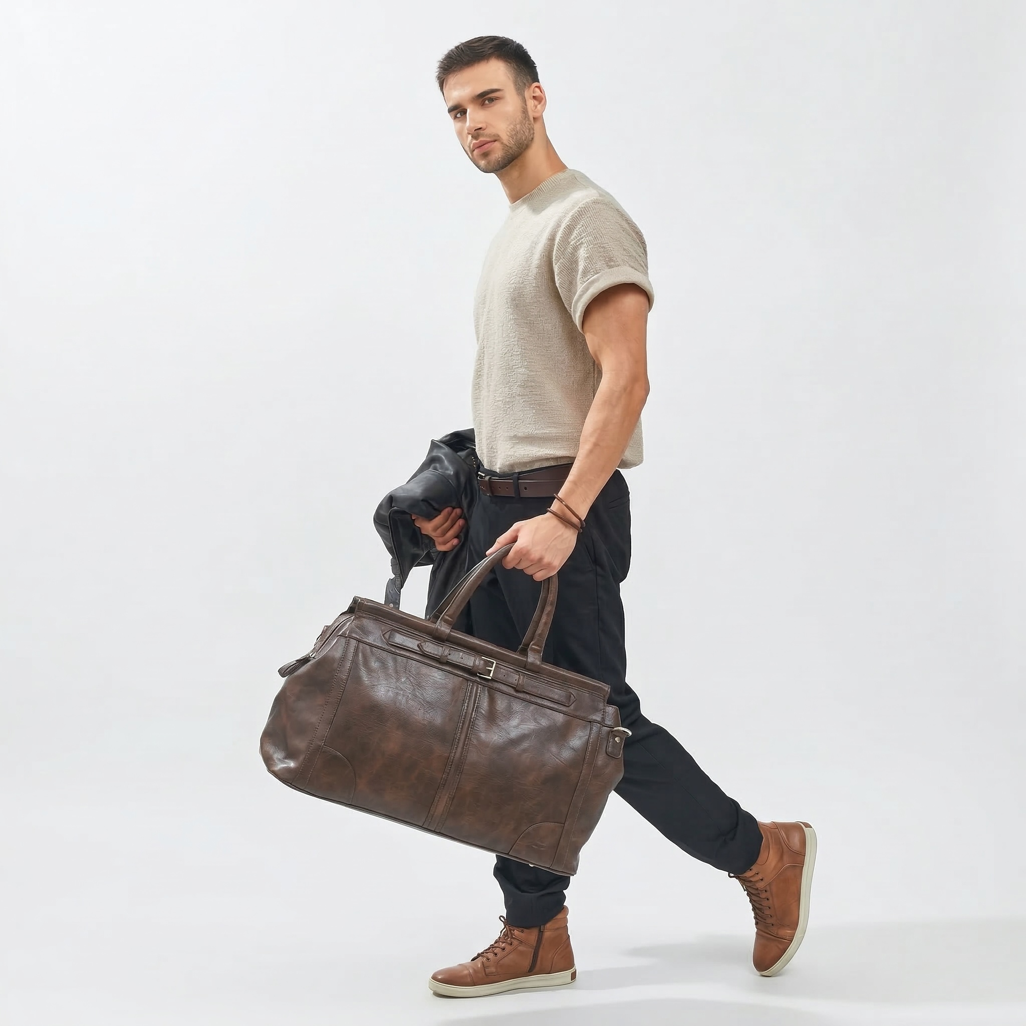 Griffin Travel Weekender Bag - Tas Travel Kulit EcoLeather