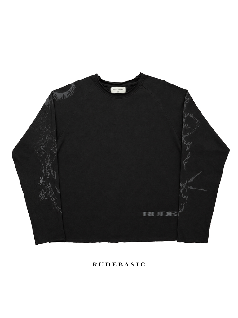 RUDEBASIC - Sigil Raglan Boxy Longsleeve | Light Weight Cotton | Ash Grey