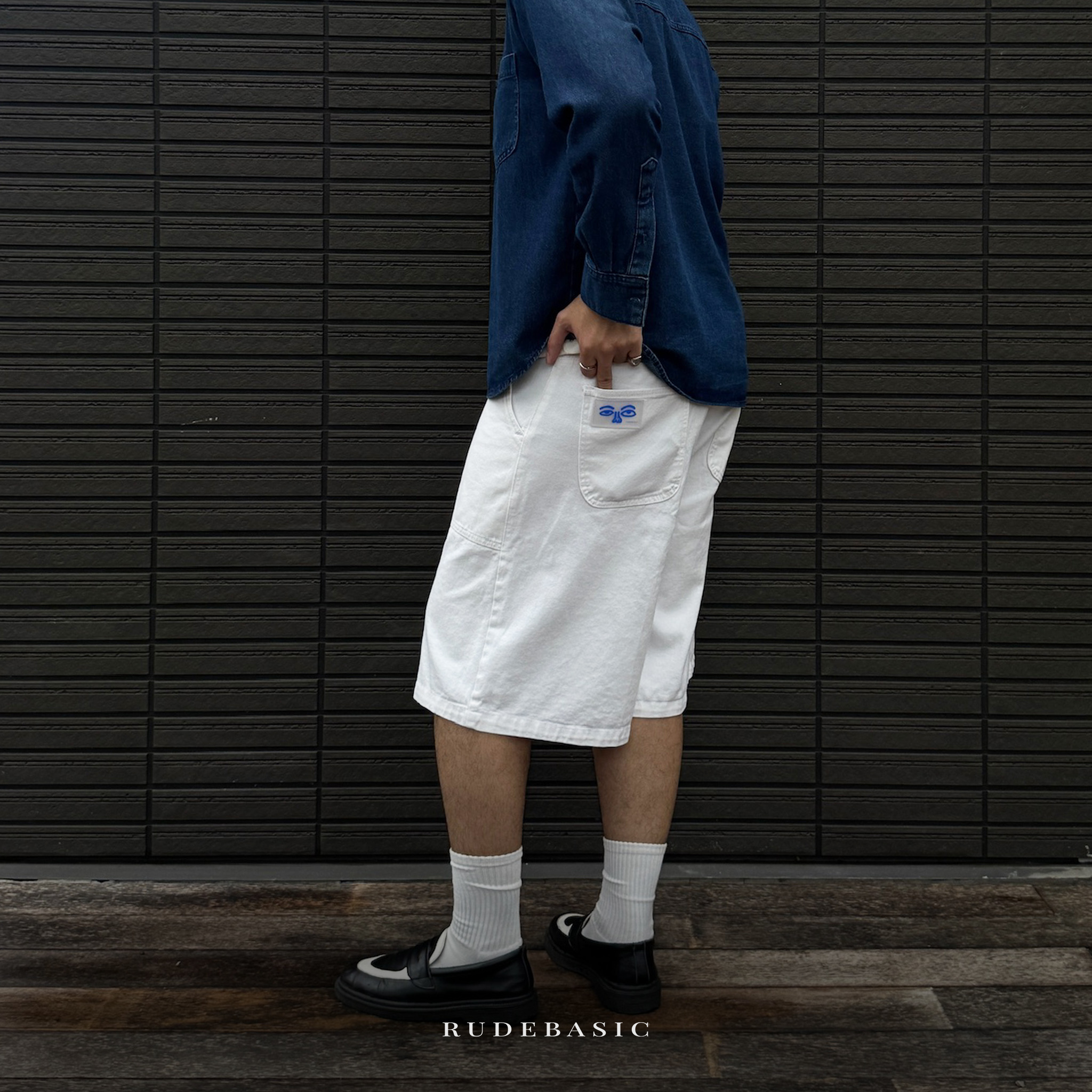 RUDEBASIC - Broken White Shibal Jorts | Unisex | Celana pendek Jeans | celana jorts