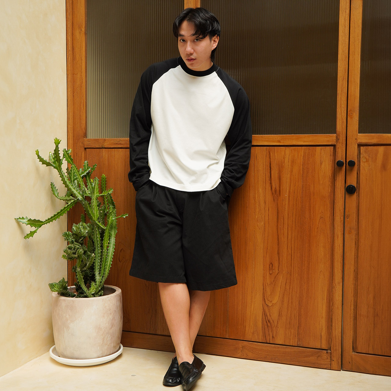 RUDEBASIC - ⁠Rex Raglan Boxy Longsleeve | Medium Weight Cotton | Black, Navy, Grey