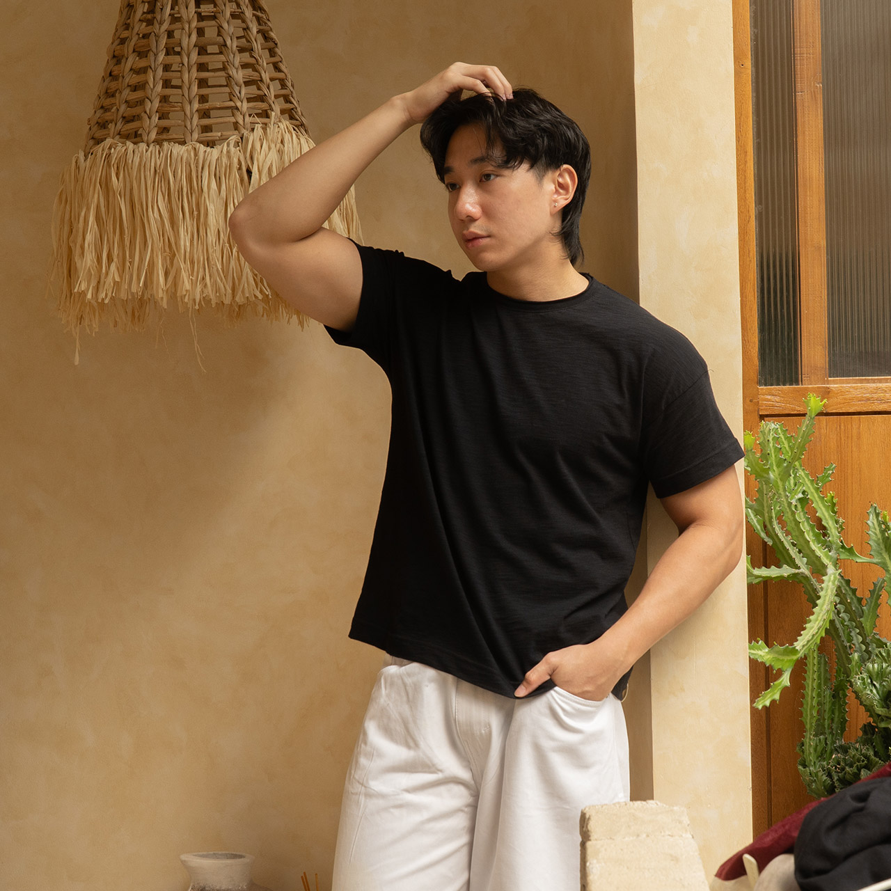 RUDEBASIC - Asa Cotton Slub Tiny Tee | 100% Cotton | Black, White