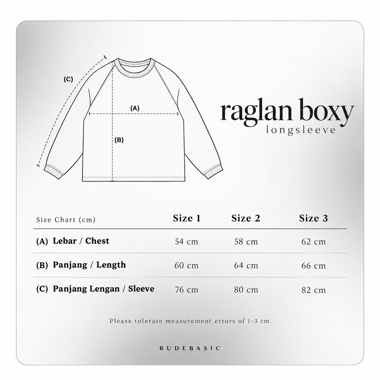 RUDEBASIC - Sigil Raglan Boxy Longsleeve | Light Weight Cotton | Ash Grey