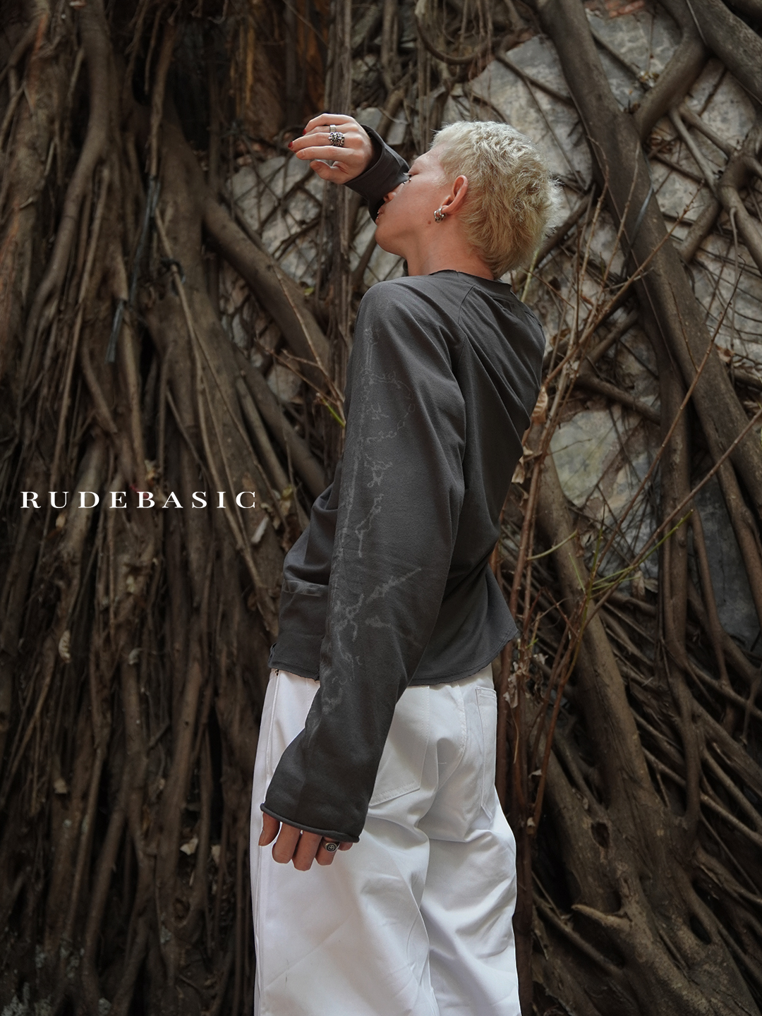 RUDEBASIC - Sigil Raglan Boxy Longsleeve | Light Weight Cotton | Ash Grey