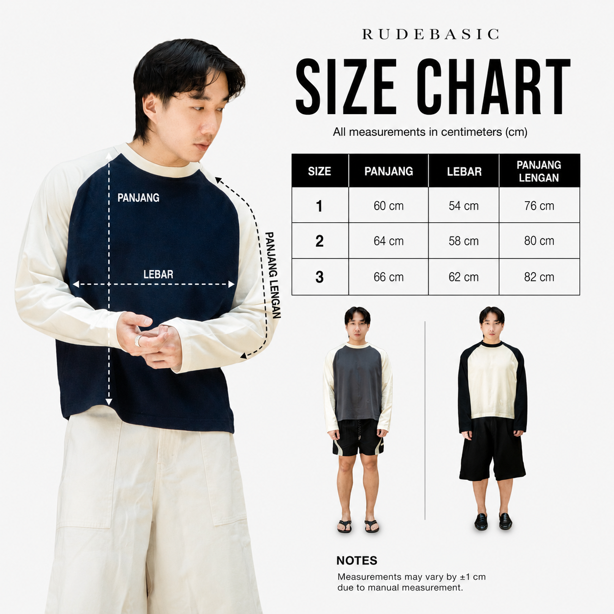 RUDEBASIC - ⁠Rex Raglan Boxy Longsleeve | Medium Weight Cotton | Black, Navy, Grey