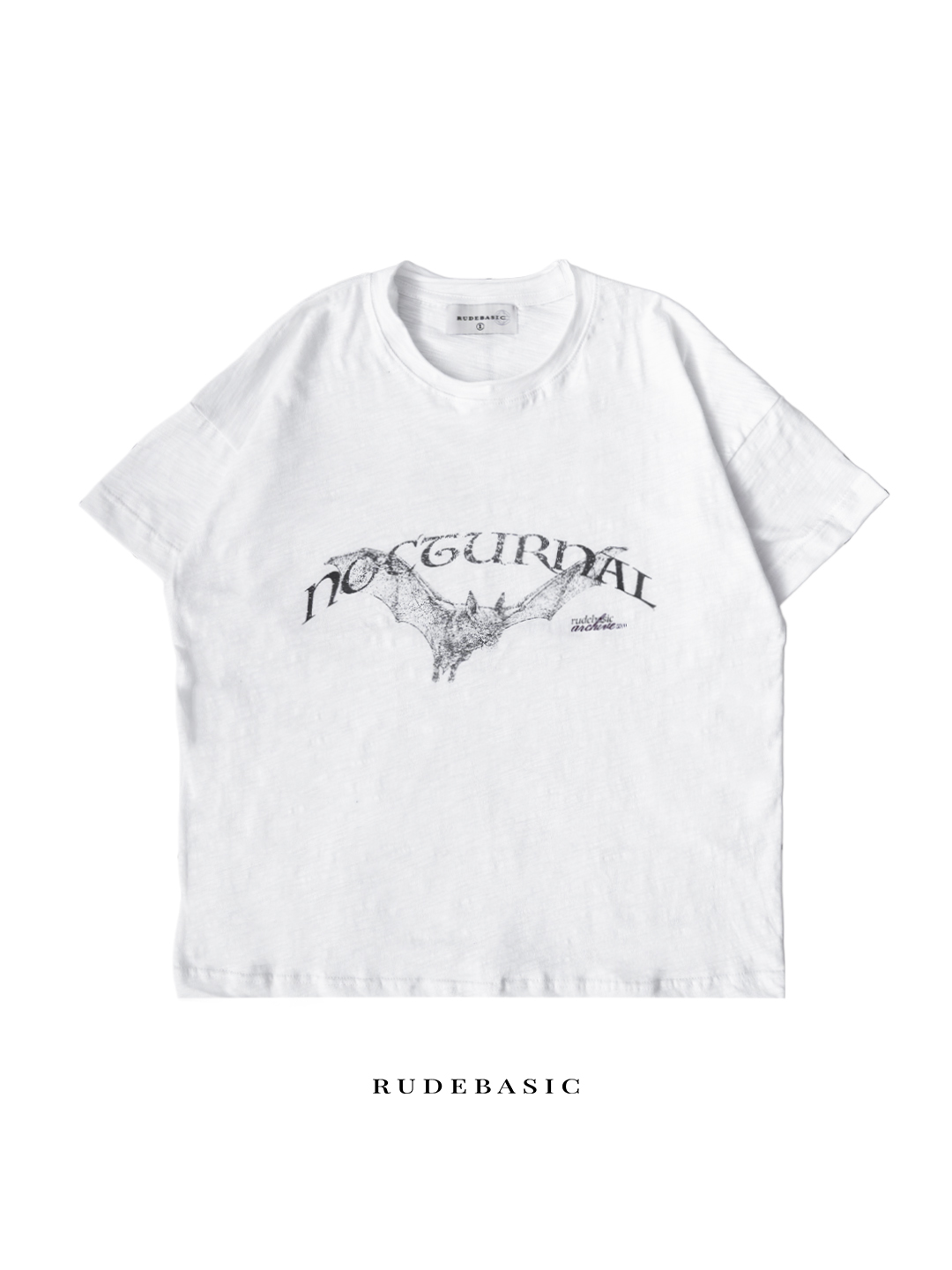 RUDEBASIC - Nocturnal Slub Shorten Tiny Tee | Slub 100% Cotton | White