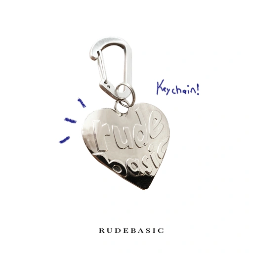 Image of RUDEBASIC - Chrome Love Keychain