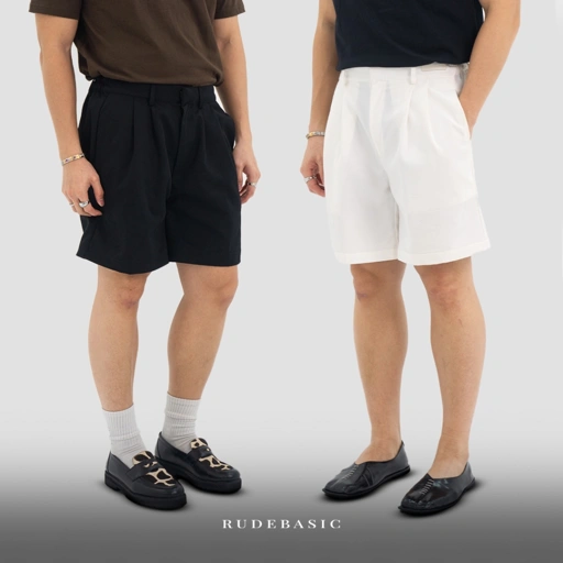 Image of RUDEBASIC - Jung Relax Pants White & Black | Unisex | Celana pendek