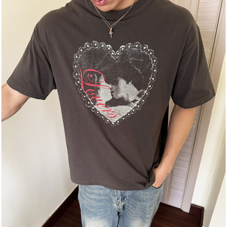 RUDEBASIC - Lovers Oversized Tee | Cotton Heavy Weight | Kaos Oversize | Kaos Abu Pria | Kaos Graphic