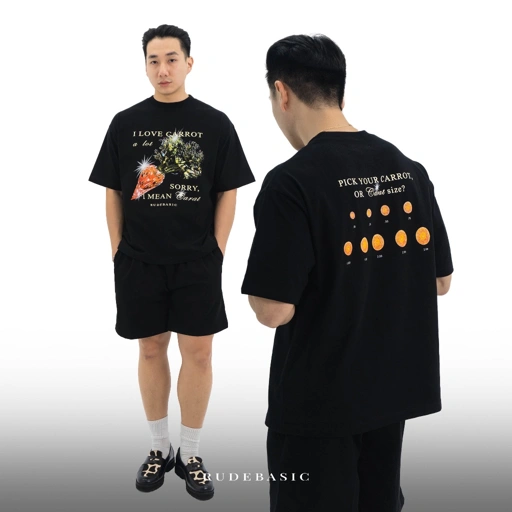 Image of RUDEBASIC - Carrot Oversized Tee | Heavy Weight | Kaos Oversize | Kaos Hitam Pria