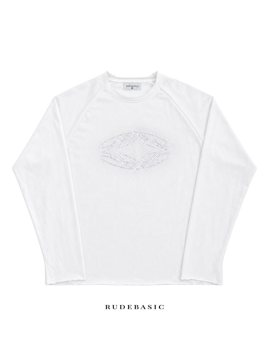 RUDEBASIC - Dust Raglan Boxy Longsleeve | Mid weight cotton | Broken White, Ash Grey
