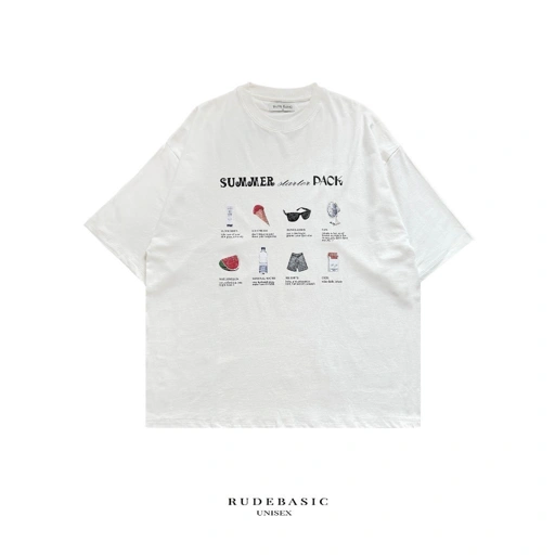 Image of RUDEBASIC - Summer Oversized Tee | Heavy Weight | Kaos Oversize | Kaos Putih Pria | Graphic tee