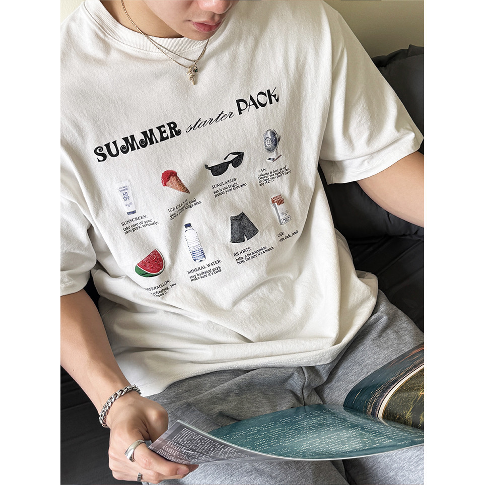 RUDEBASIC - Summer Oversized Tee | Heavy Weight | Kaos Oversize | Kaos Putih Pria | Graphic tee