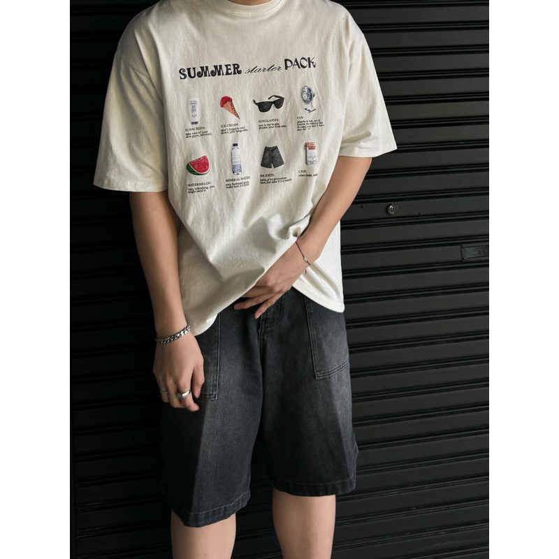 RUDEBASIC - Summer Oversized Tee | Heavy Weight | Kaos Oversize | Kaos Putih Pria | Graphic tee