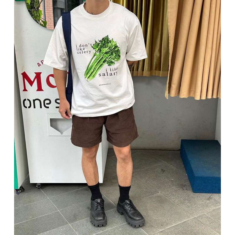RUDEBASIC - Celery Oversized Tee | Heavy Weight | Kaos Oversize | Kaos Putih Pria | Kaos Graphic