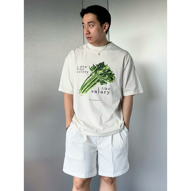 RUDEBASIC - Celery Oversized Tee | Heavy Weight | Kaos Oversize | Kaos Putih Pria | Kaos Graphic