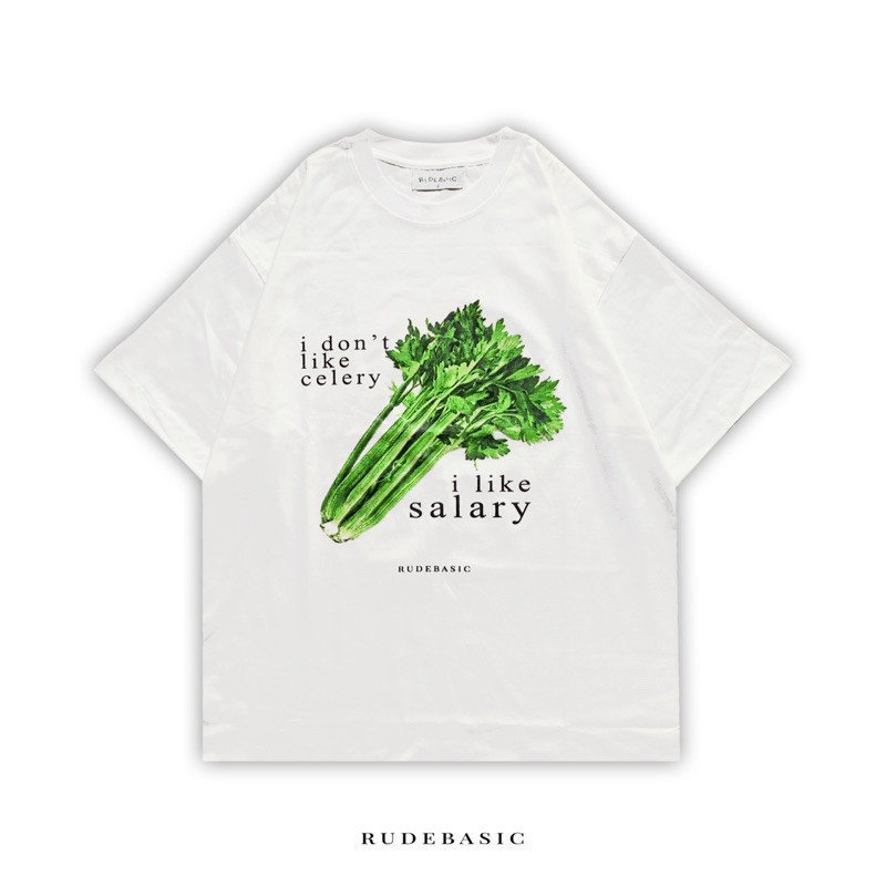 RUDEBASIC - Celery Oversized Tee | Heavy Weight | Kaos Oversize | Kaos Putih Pria | Kaos Graphic