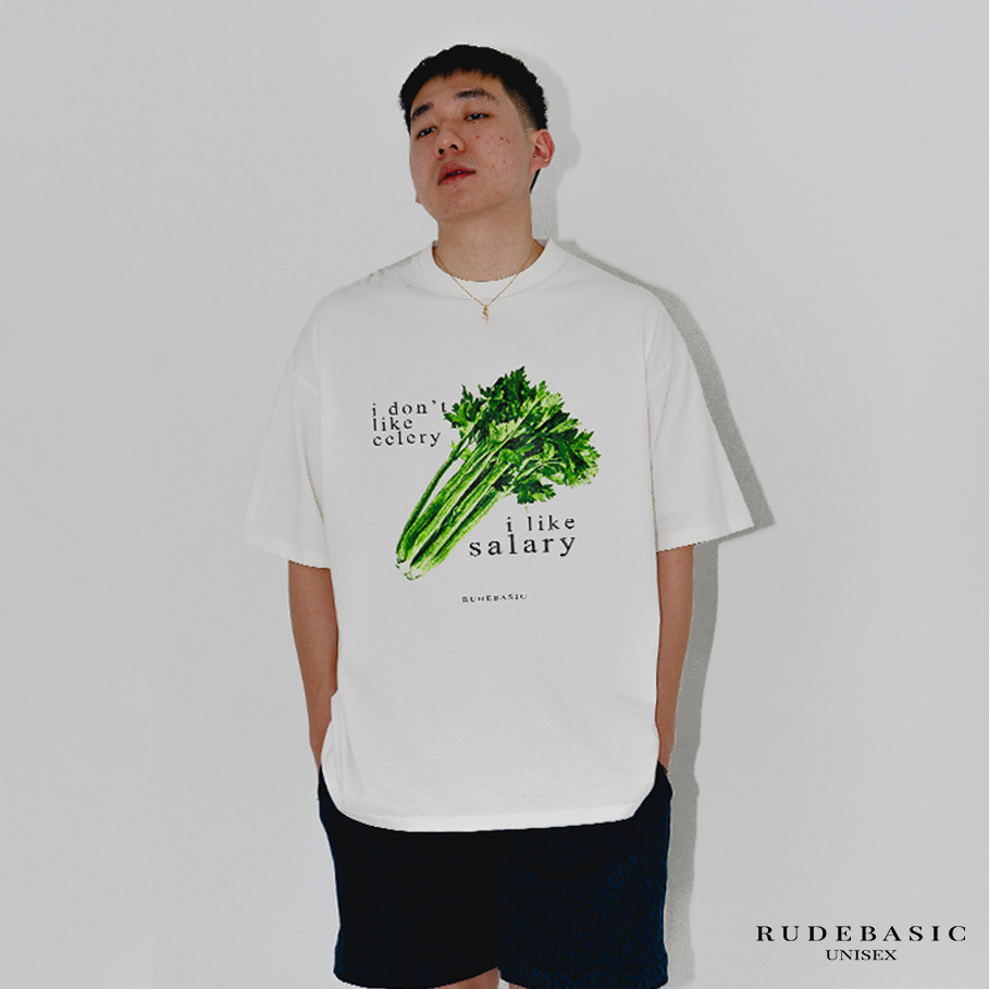 RUDEBASIC - Celery Oversized Tee | Heavy Weight | Kaos Oversize | Kaos Putih Pria | Kaos Graphic