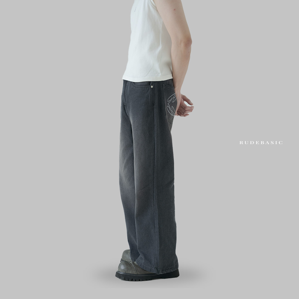 RUDEBASIC - Monogram Semi Flare Jeans | UNISEX | Celana Jeans Panjang