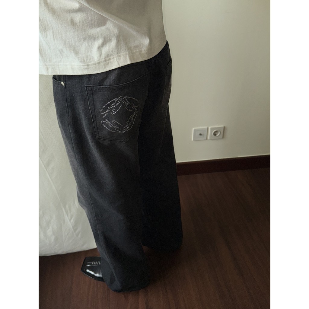 RUDEBASIC - Monogram Semi Flare Jeans | UNISEX | Celana Jeans Panjang
