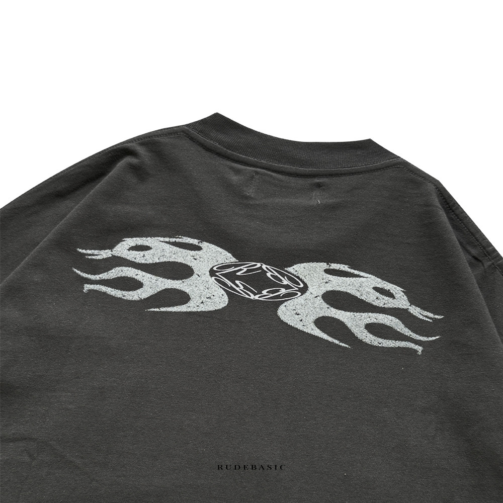 RUDEBASIC - Flame Berry Tiny Tee - Heavy Weight Cotton| Kaos Boxy | Kaos Abu  Pria