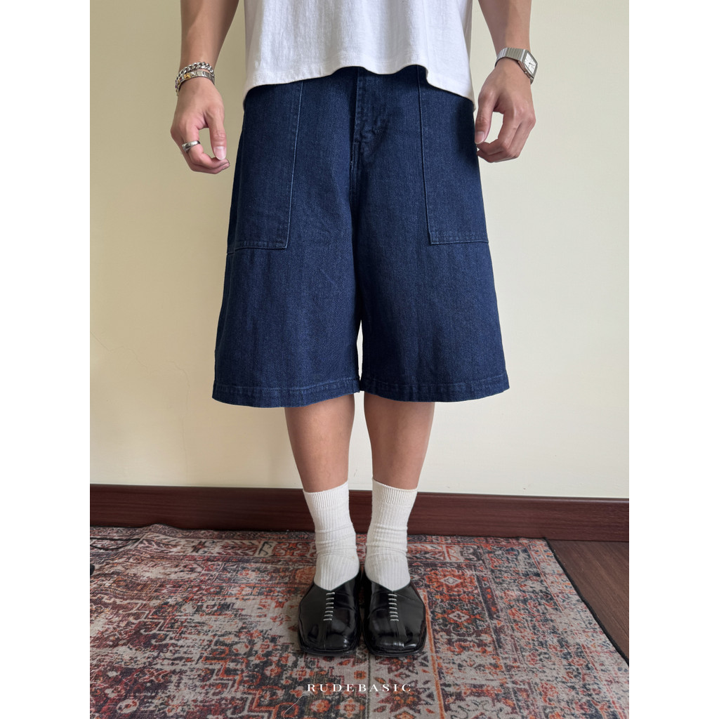 RUDEBASIC - Raw Blue Shibal Baggy Jorts | UNISEX | Jeans pendek | Celana jorts