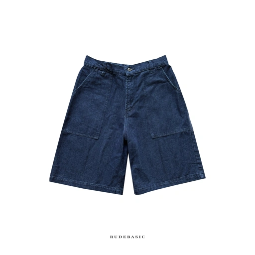 Image of RUDEBASIC - Raw Blue Shibal Baggy Jorts | UNISEX | Jeans pendek | Celana jorts