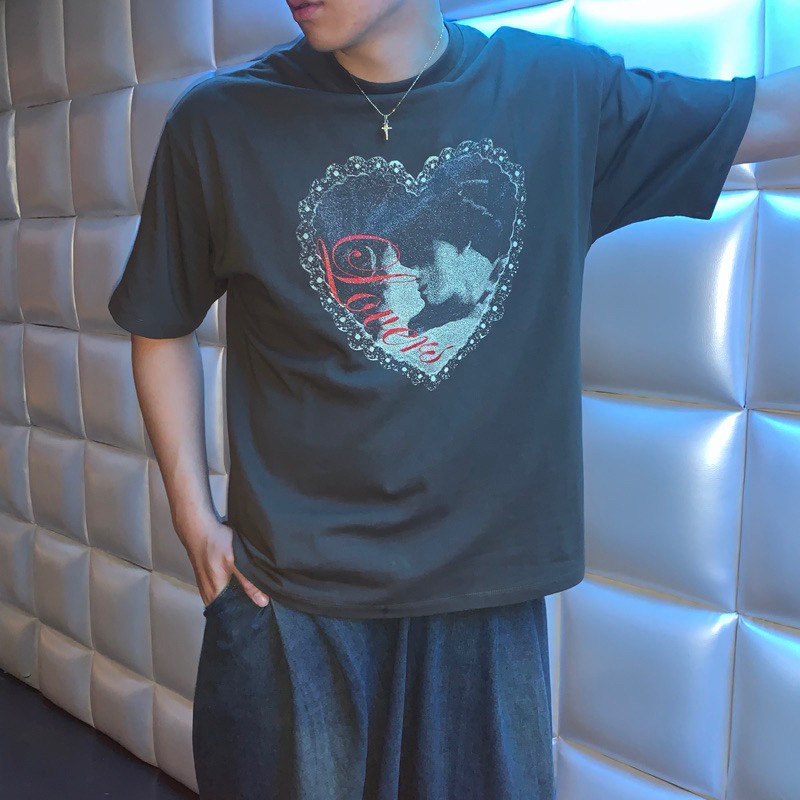 RUDEBASIC - Lovers Oversized Tee | Cotton Heavy Weight | Kaos Oversize | Kaos Abu Pria | Kaos Graphic