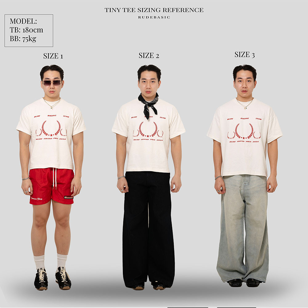 RUDEBASIC - Flame Berry Tiny Tee - Heavy Weight Cotton| Kaos Boxy | Kaos Abu  Pria