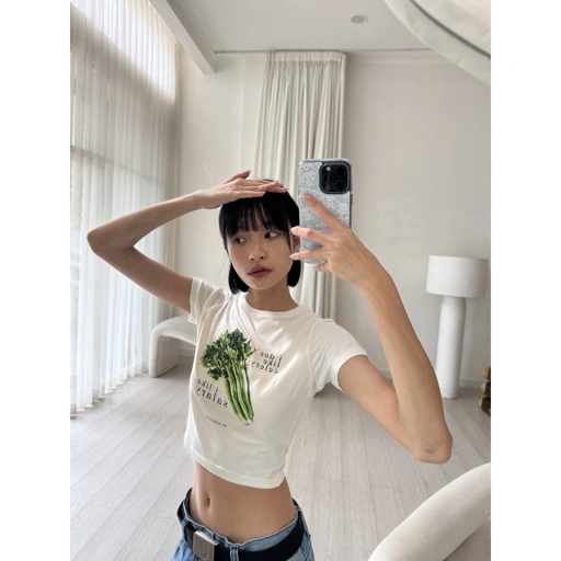 Image of RUDEBASIC - Celery Crop Baby Tee