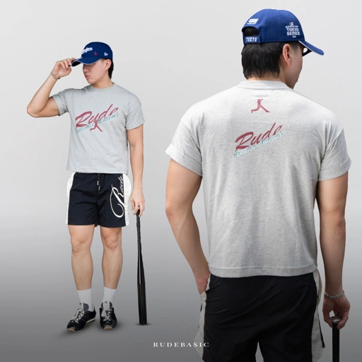 Image of RUDEBASIC - Baseball Team Roll-up Tiny Tee - Heavy Weight Cotton [UNISEX]