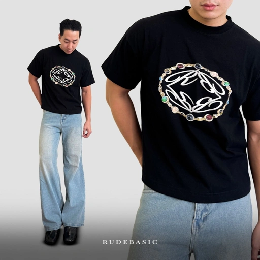Image of RUDEBASIC - Gems Tiny Tee | Heavyweight | Kaos hitam | Kaos pria | Kaos Grafik
