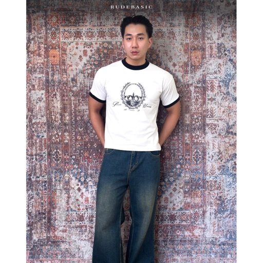 Image of RUDEBASIC - Ringer Uni Tiny Tee | Heavy weight | Kaos ringer | kaos pria