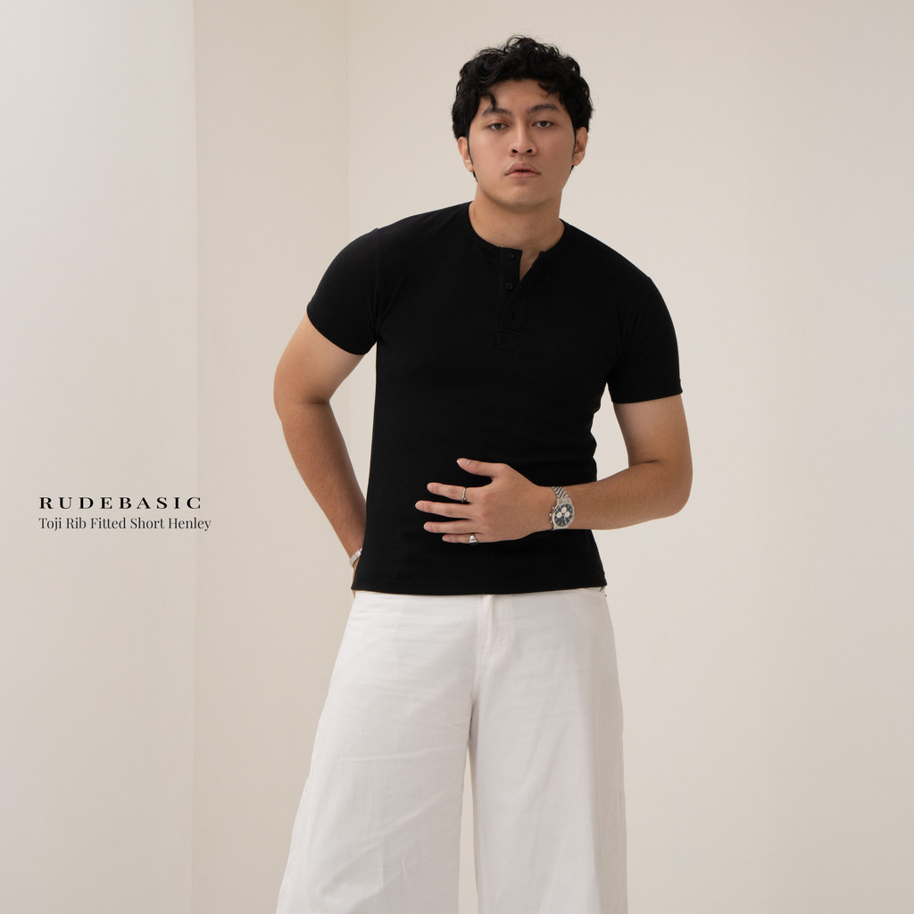 RUDEBASIC - Toji Rib Fitted Short Henley