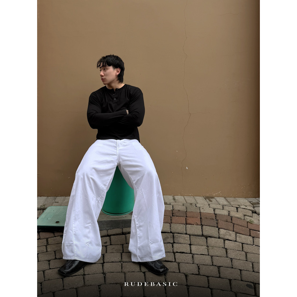 RUDEBASIC - John Barrel Pants | Fine Cotton Twill | Unisex | Celana barrel | Celana balon | Celana panjang