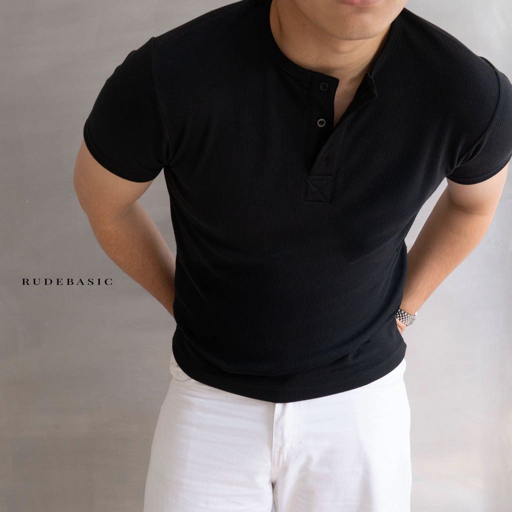 RUDEBASIC - Toji Rib Fitted Short Henley
