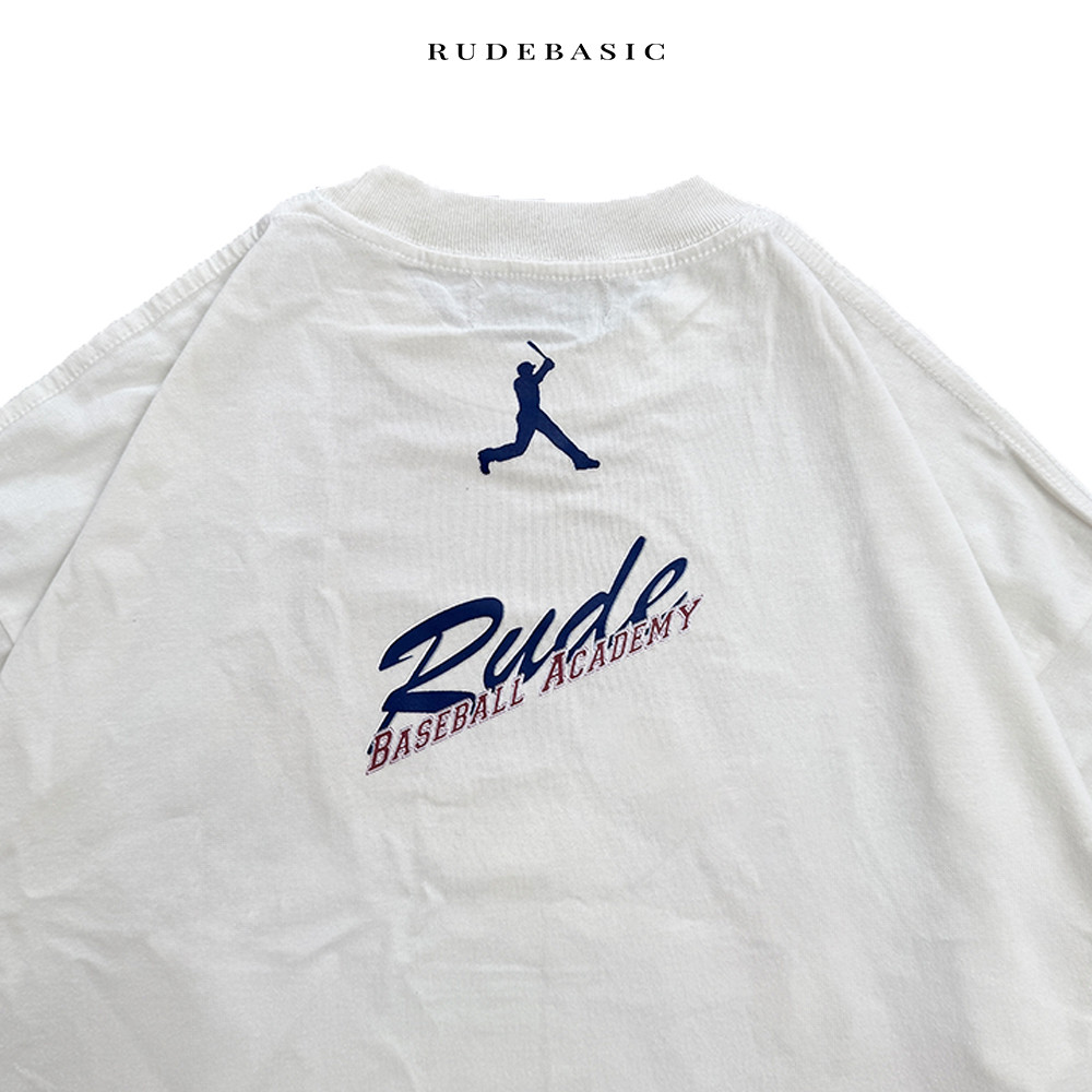 RUDEBASIC - B.White Baseball Roll up Tiny Tee | Unisex | Baju lengan gulung | tiny tee | fitted tee