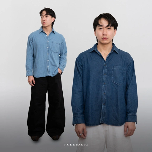 Image of RUDEBASIC - Valentin Denim Overshirt | Cotton Denim | Kemeja denim | Kemeja jeans | Kemeja unisex