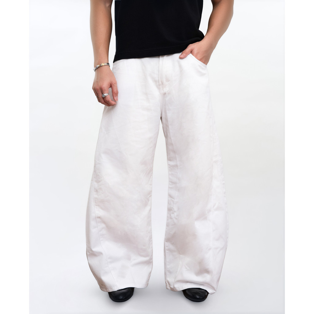 RUDEBASIC - John Barrel Pants | Fine Cotton Twill | Unisex | Celana barrel | Celana balon | Celana panjang
