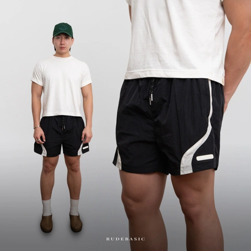 Image of RUDEBASIC - Sline Parachute Pants | Nylon Crinkle | Unisex | Celana pendek | Celana olahraga | Celana gym