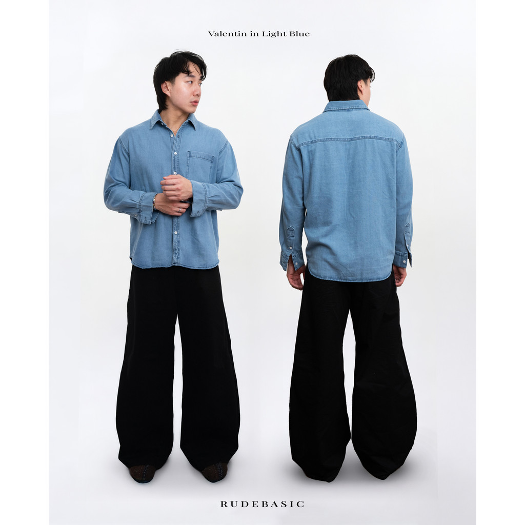 RUDEBASIC - Valentin Denim Overshirt | Cotton Denim | Kemeja denim | Kemeja jeans | Kemeja unisex