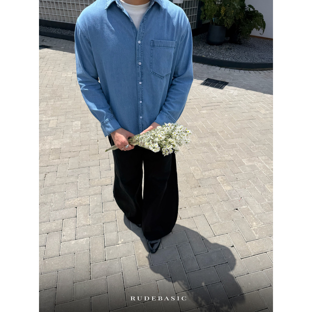 RUDEBASIC - Valentin Denim Overshirt | Cotton Denim | Kemeja denim | Kemeja jeans | Kemeja unisex
